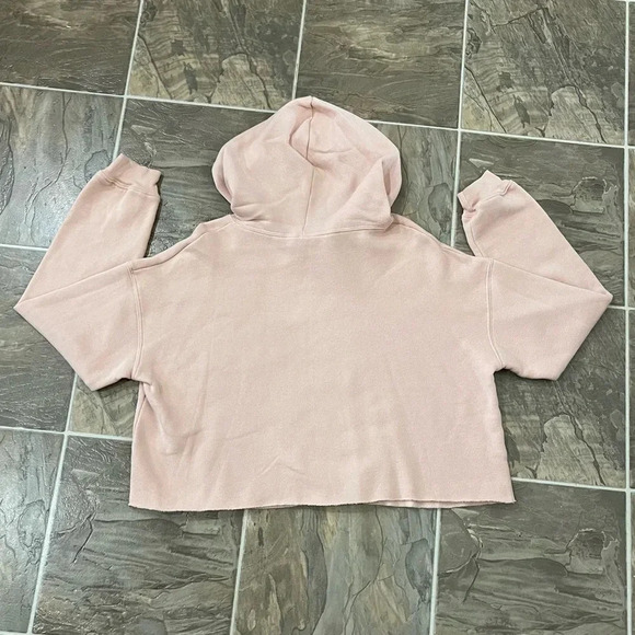 Pink Cropped Hooded Sweatshirt Long Sleeve Strong By Summer Hoodie - Picture 2 of 7
